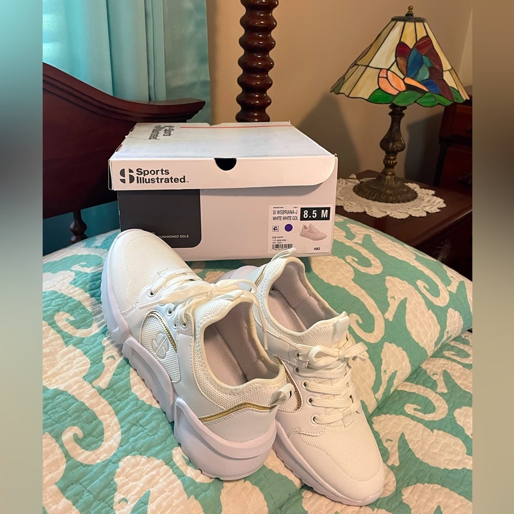 White new Sports Illustrated tennis shoes